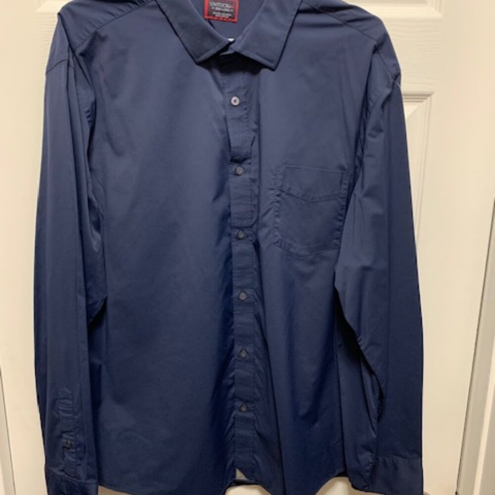 UNTUCKIT MENS BLUE BUTTON UP DRESS SHIRT (3XL)